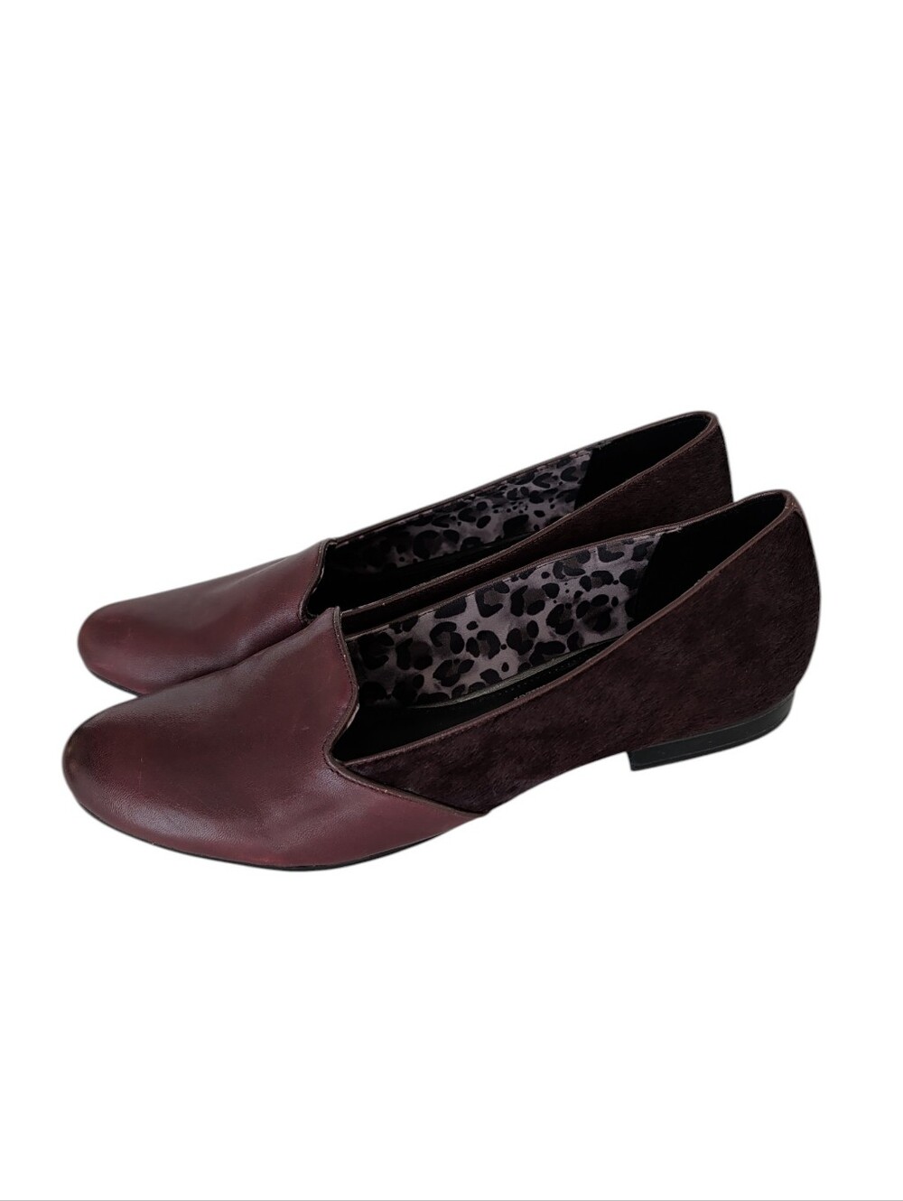 Bromstad by Naturalizer Loren Leather Calf Hair Loafer Flats 9.5M Burgundy